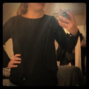 Plain black long sleeve sheer top